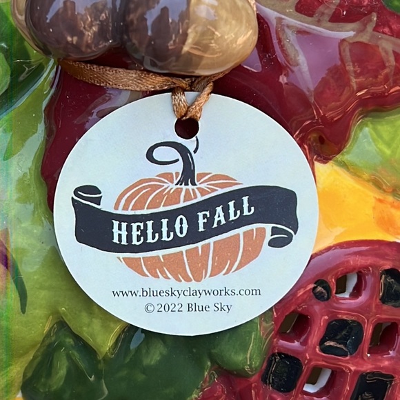 New Blue Sky Clayworks Ceramic HAPPY HARVEST Tea Light Decor Accent - Picture 5 of 6